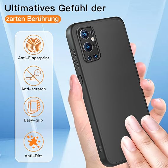 Mobile Phone Case for OnePlus 9 Pro Case Shockproof Scratch-Resistant Fingerprint Non-Slip Drop Protection Case Anti-Oil Supports Wireless Charging for OnePlus 9 Pro Case (Black)