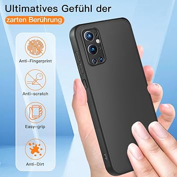Mobile Phone Case for OnePlus 9 Pro Case Shockproof Scratch-Resistant Fingerprint Non-Slip Drop Protection Case Anti-Oil Supports Wireless Charging for OnePlus 9 Pro Case (Black)