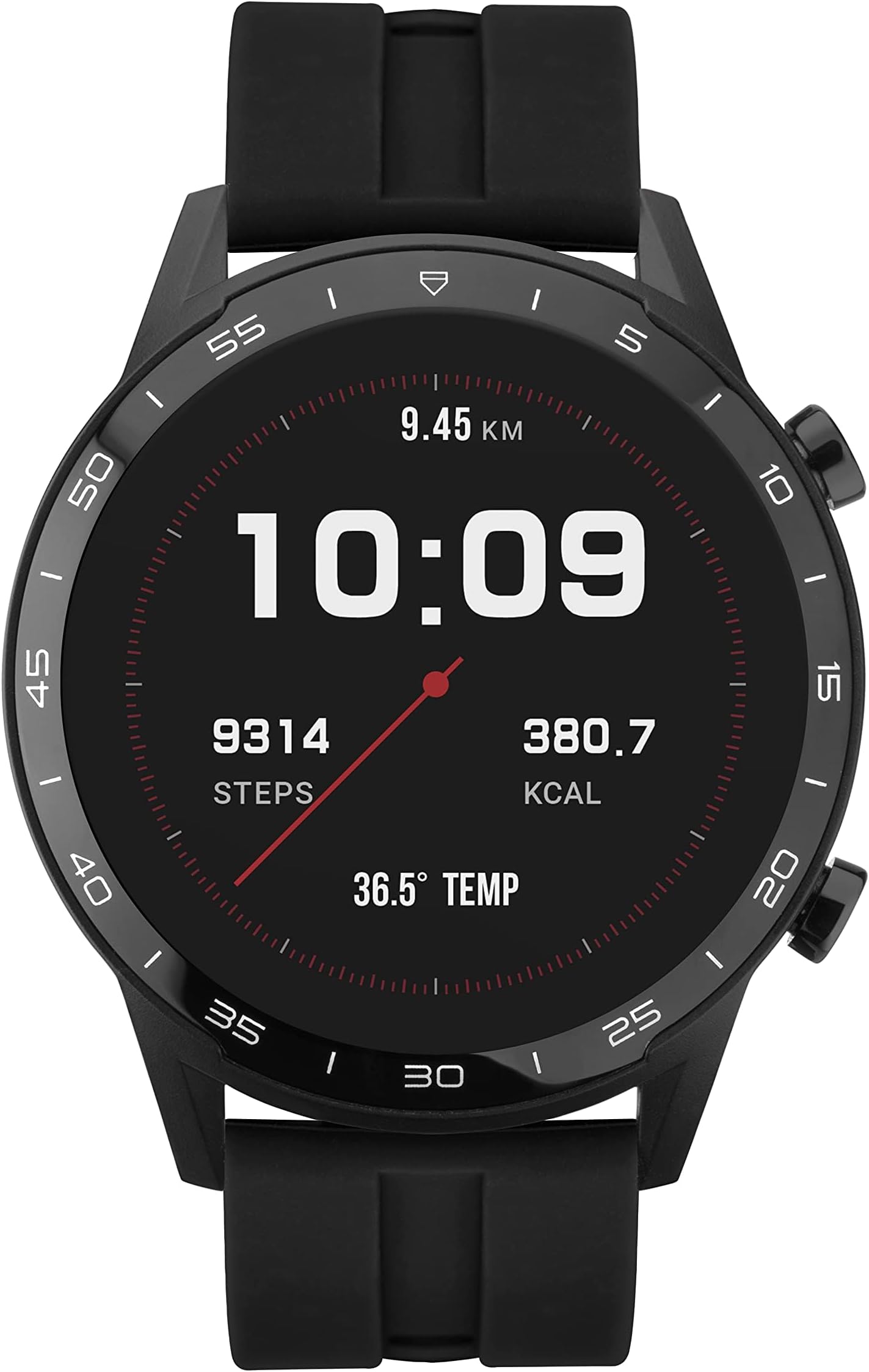 Sekonda Mens 45mm Smart Watch with Heart Rate and Sleep Monitor, Daily Activity, Sports, Music, Weather & Message Functions, with Rubber Strap.