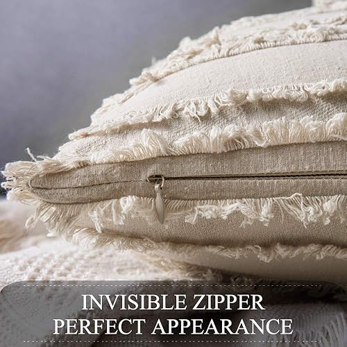 Miniatura 5 de MIULEE - Juego de 2 fundas de cojín decorativas de lino y estilo bohemio, con patrón jacquard a rayas, para sofá, sillón, sala de estar y