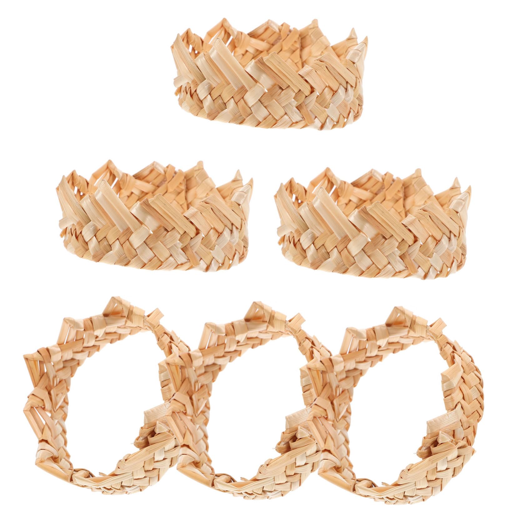 Ronds de Serviette Rustiques en Paille Tressée, Lot de 6 | Beige, pour Mariages et Réunions Décontractées, Usage Polyvalent, Faciles à Utiliser
