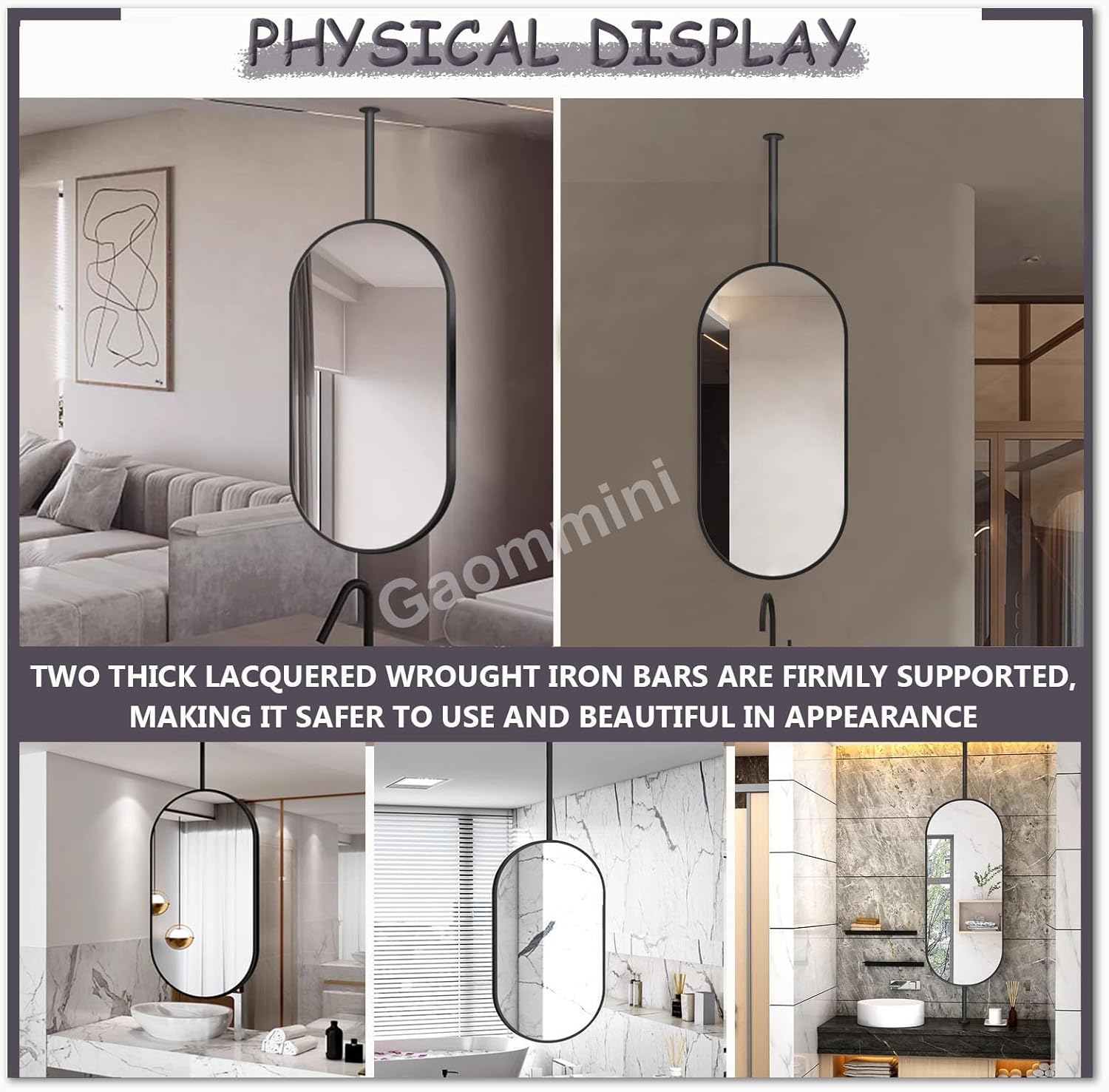 59 cm 76 ブラックメタルフレームオーバルウォールミラー x 71q2XK1KmPL._UF350,350_QL50_.jpg