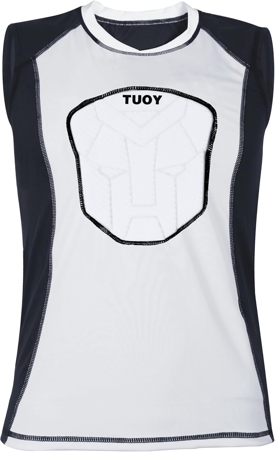 TUOY ユースパッド入りノースリーブシャツ 胸部胸骨プロテクター ハートガード 圧縮保護シャツ