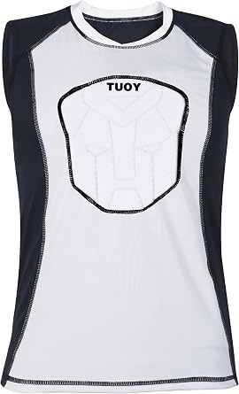 TUOY Youth Padded Sleeveless Shirt Chest Sternum Protector Heart Guard Compression Protective Shirt