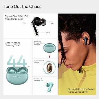 OnePlus Nord Buds 3 Pro, Wireless Bluetooth Earbuds, Noise Canceling Earbuds, Deep Bass, Immersive Sound, Up to 44 Hour Playtime with Charging case, Soft Jade