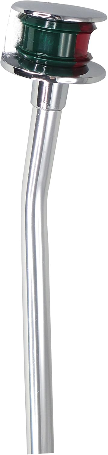 Pactrade Marine Boat Bi-Color Zinc Chrome Stowaway Plug in 10 Degree Angled Pole Navigation Light 10 inch 12V 7.5W 1 Mile Non LED