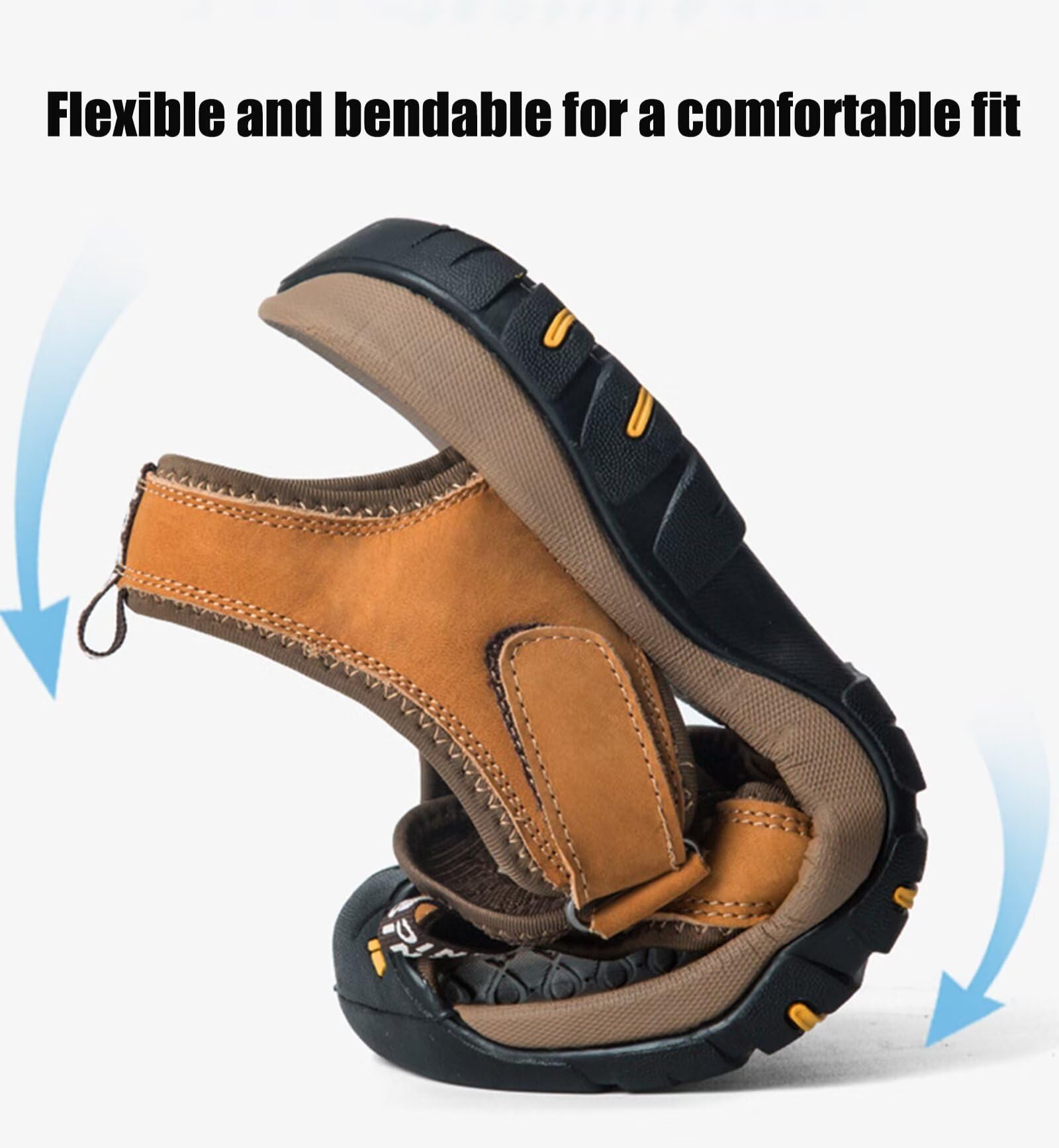 Rivccku Hombre Sandalias Deportivas para Senderismo al Aire Libre Sandalias de Punta Cerrada,Sandalias Ligeras para Caminar,Zapatos Cuero en Verano