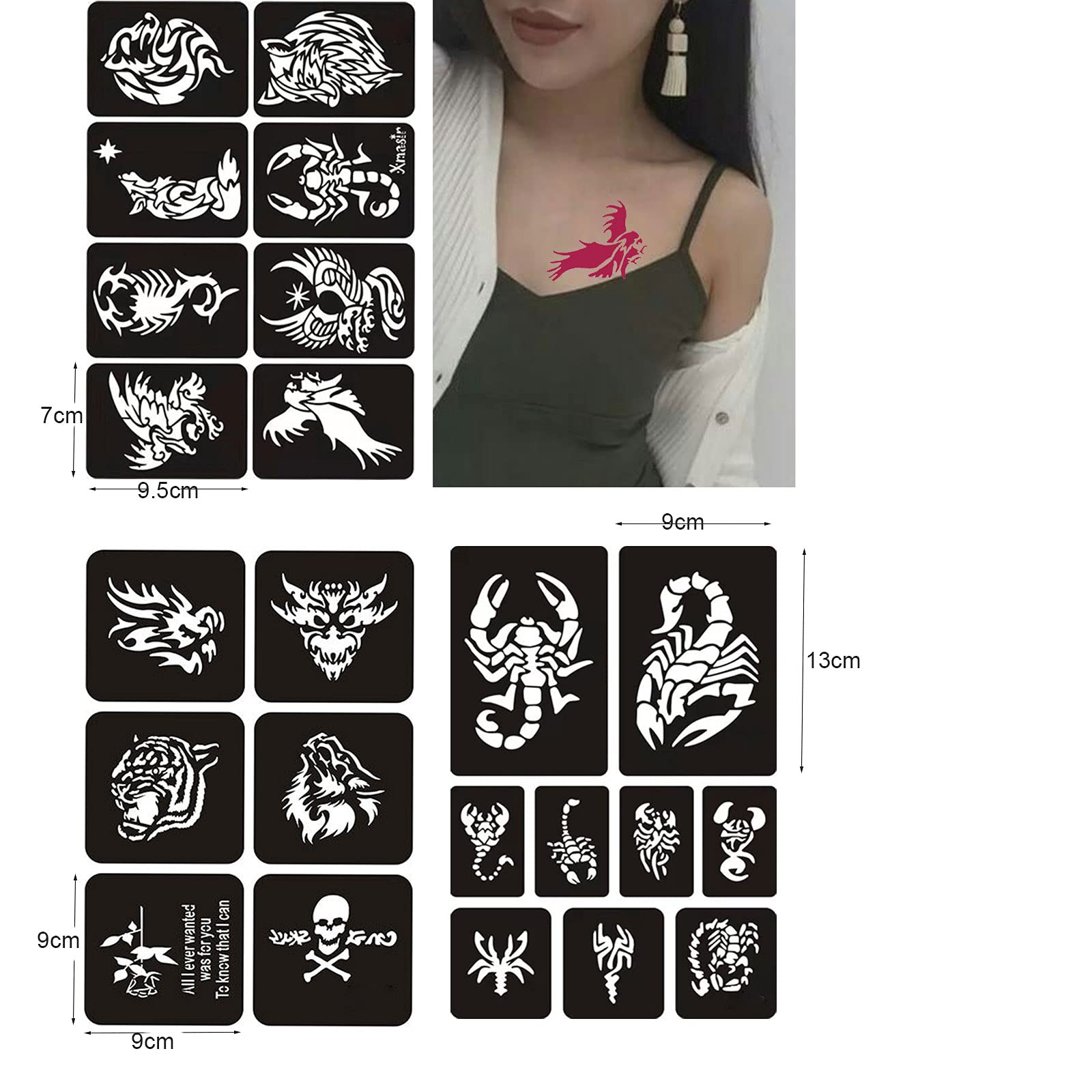 Henna Tattoos Stencils 10 Sheet Large Size Temporary Tattoo Templates