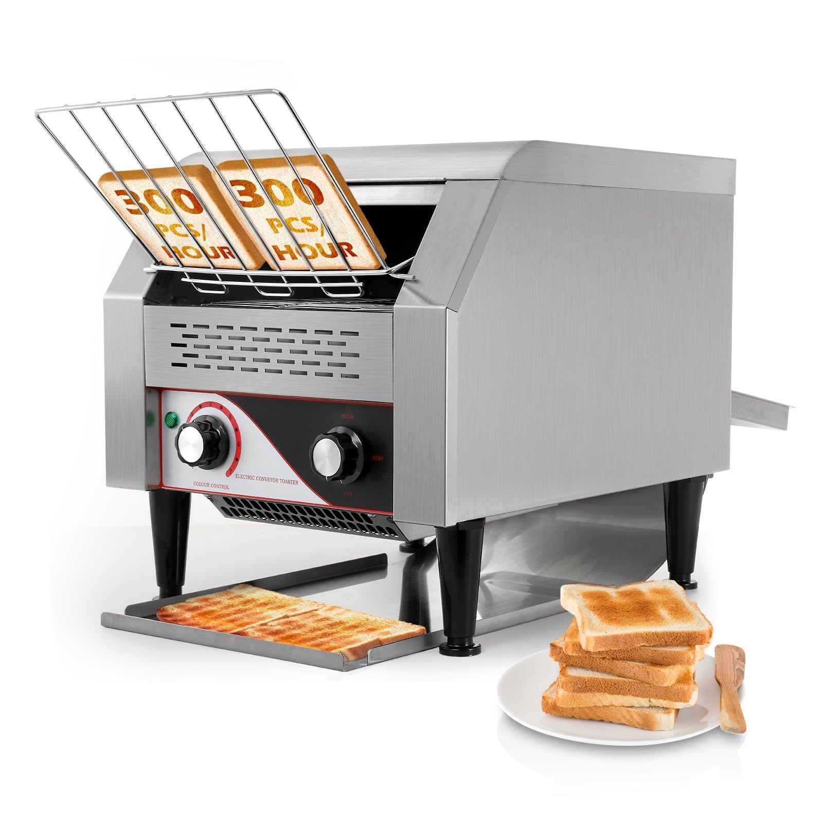 Piekarnik tosterowy komercyjny z przenośnikiem 150/300/450 plastrów na godzinę, obrotowy toster elektryczny dla restauracji, do bułek hamburgerowych i kawiarni(450 Slices/H)