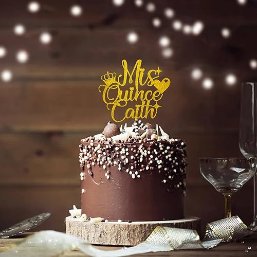Miniatura 3 de Mis Quince Happy 15th Birthday Cake Insert Topper Engraved Happy Birthday Cake Topper Pick Dessert Cake Decorations Great for Birthday Celebrations