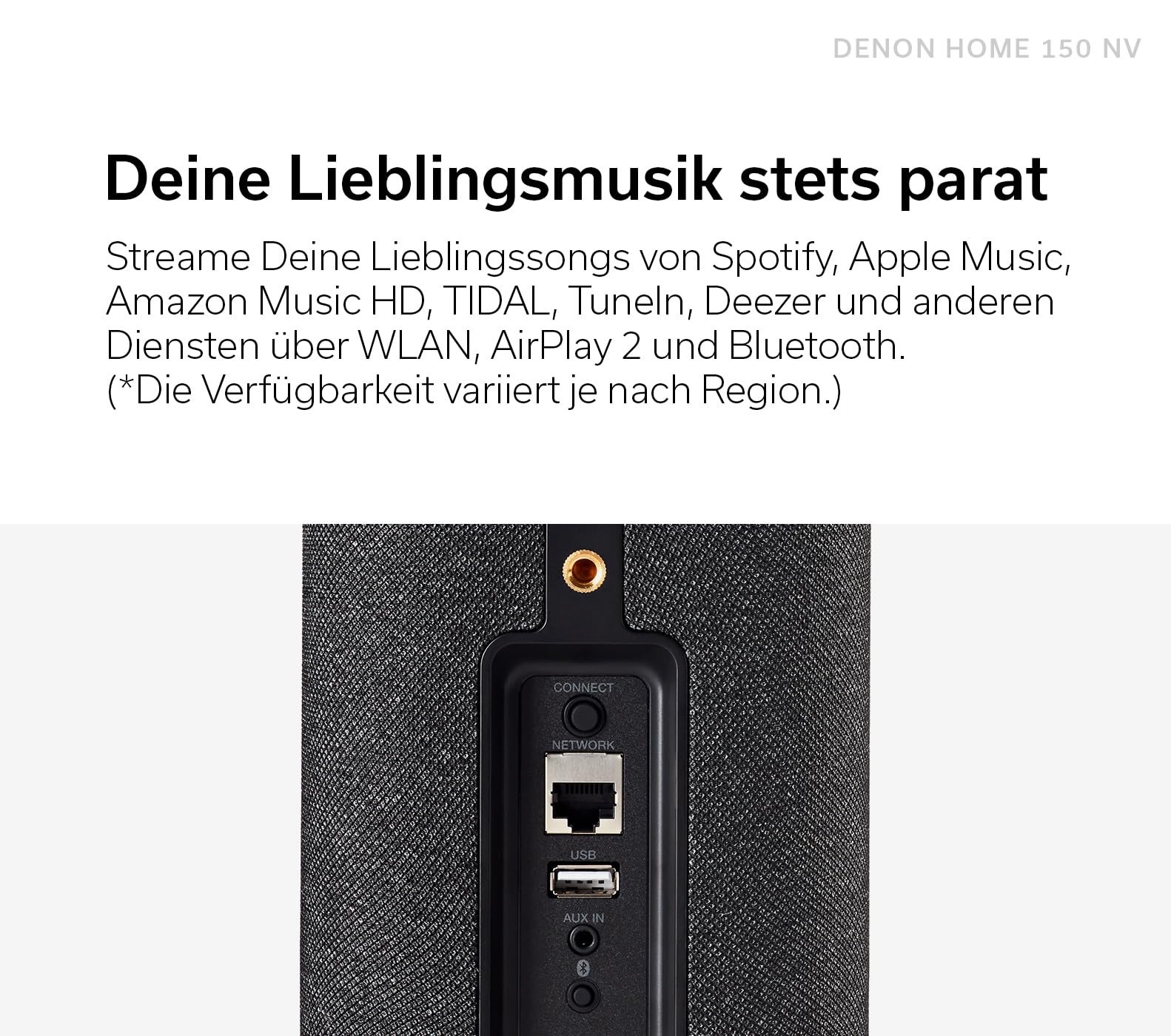 Denon Home 150 NV kabelloser Lautsprecher mit integrierter HEOS Multiroom-Technologie, Bluetooth, Apple AirPlay 2, Schwarz