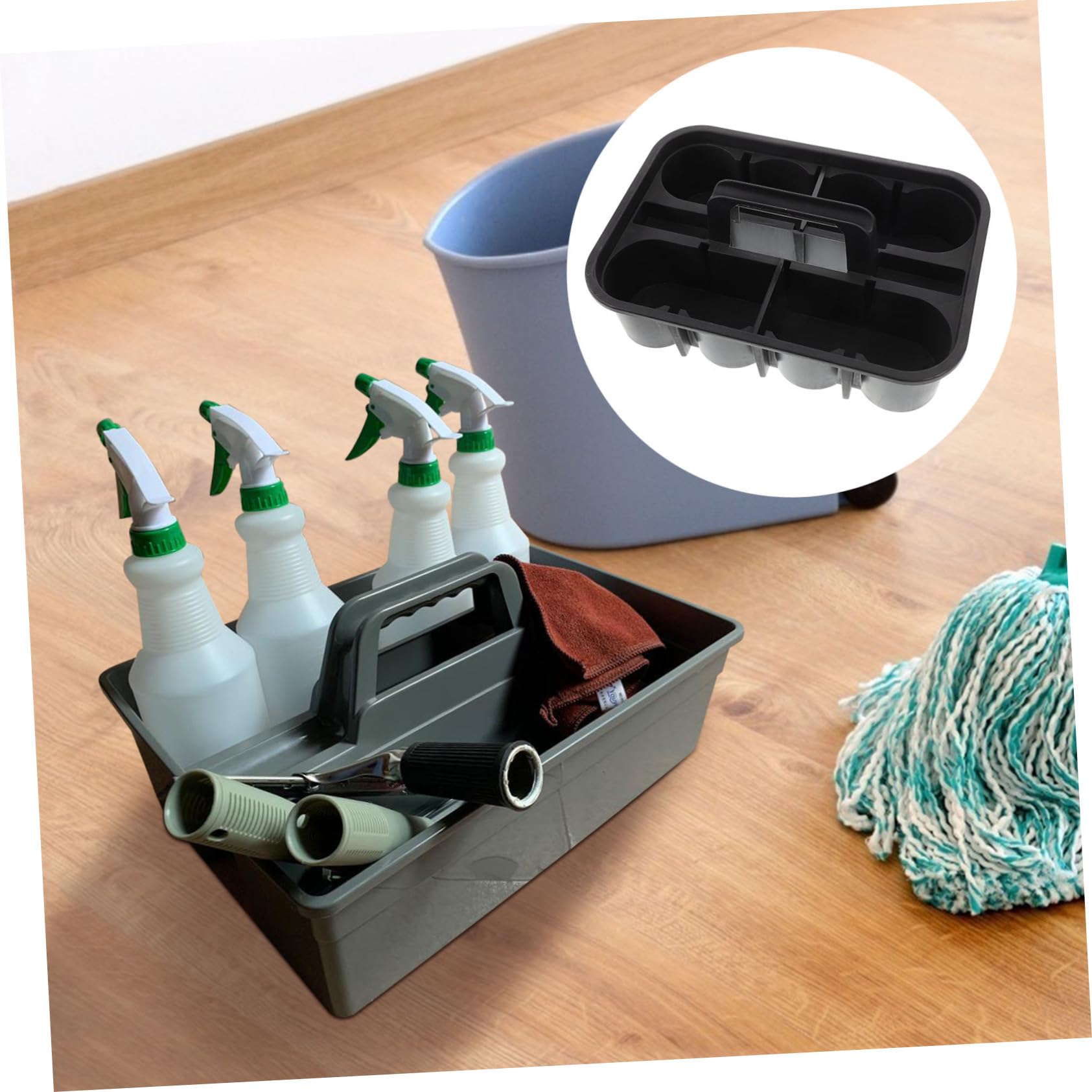 Cesta de Limpieza con Compartimentos Organizador de Herramientas de Limpieza Portátil Cesta de Plástico Resistente con Automóviles