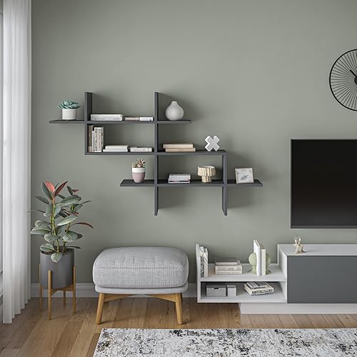 Ada Home Decor Warren - Estante de pared moderno color burdeos de 32.5 pulgadas de alto x 59 pulgadas de ancho x 8.5 pulgadas de profundidad  unidad disponible en Yaxa Colombia