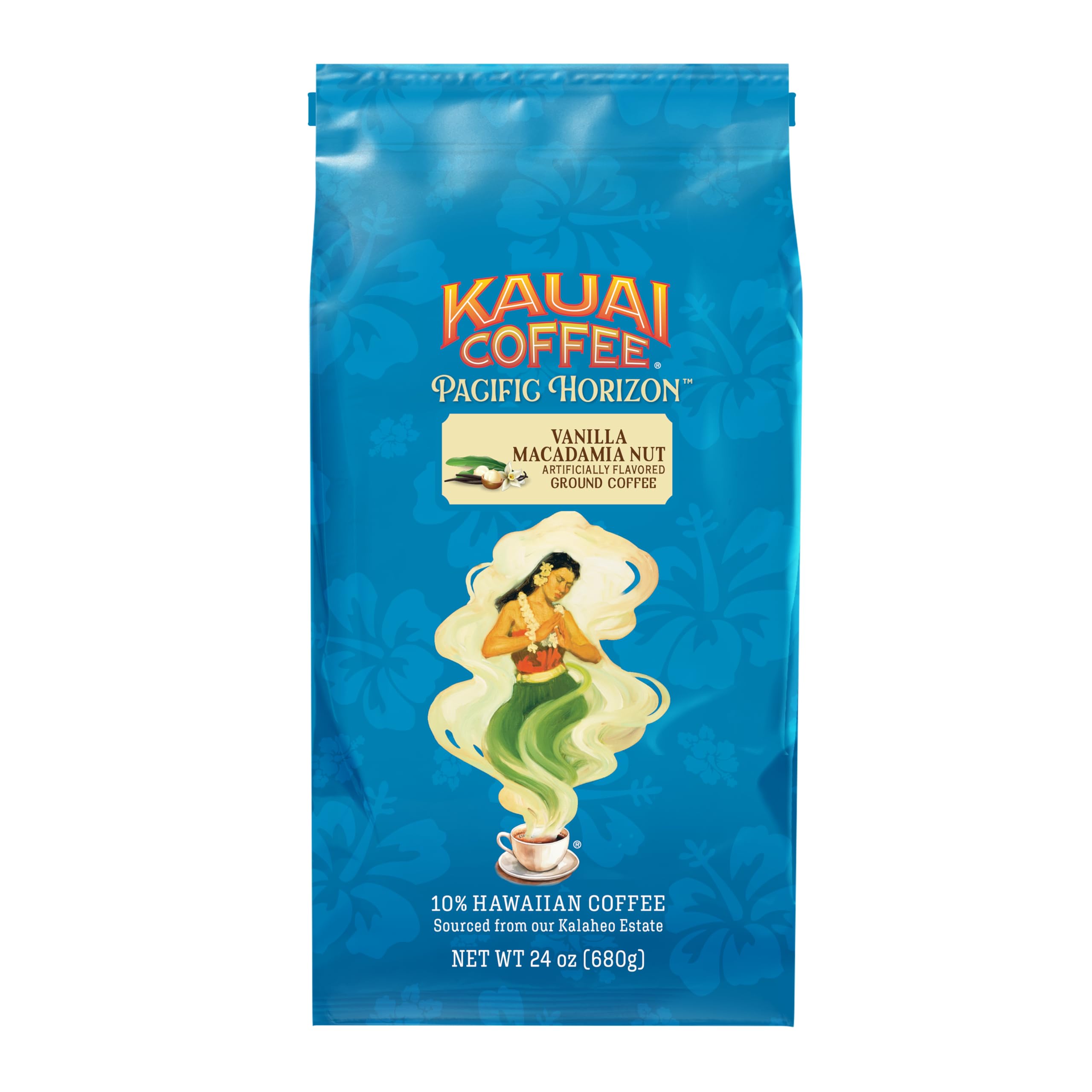 Kauai Coffee Vanilla Macadamia Nut, Medium Roast - Ground Coffee, 24 oz Package