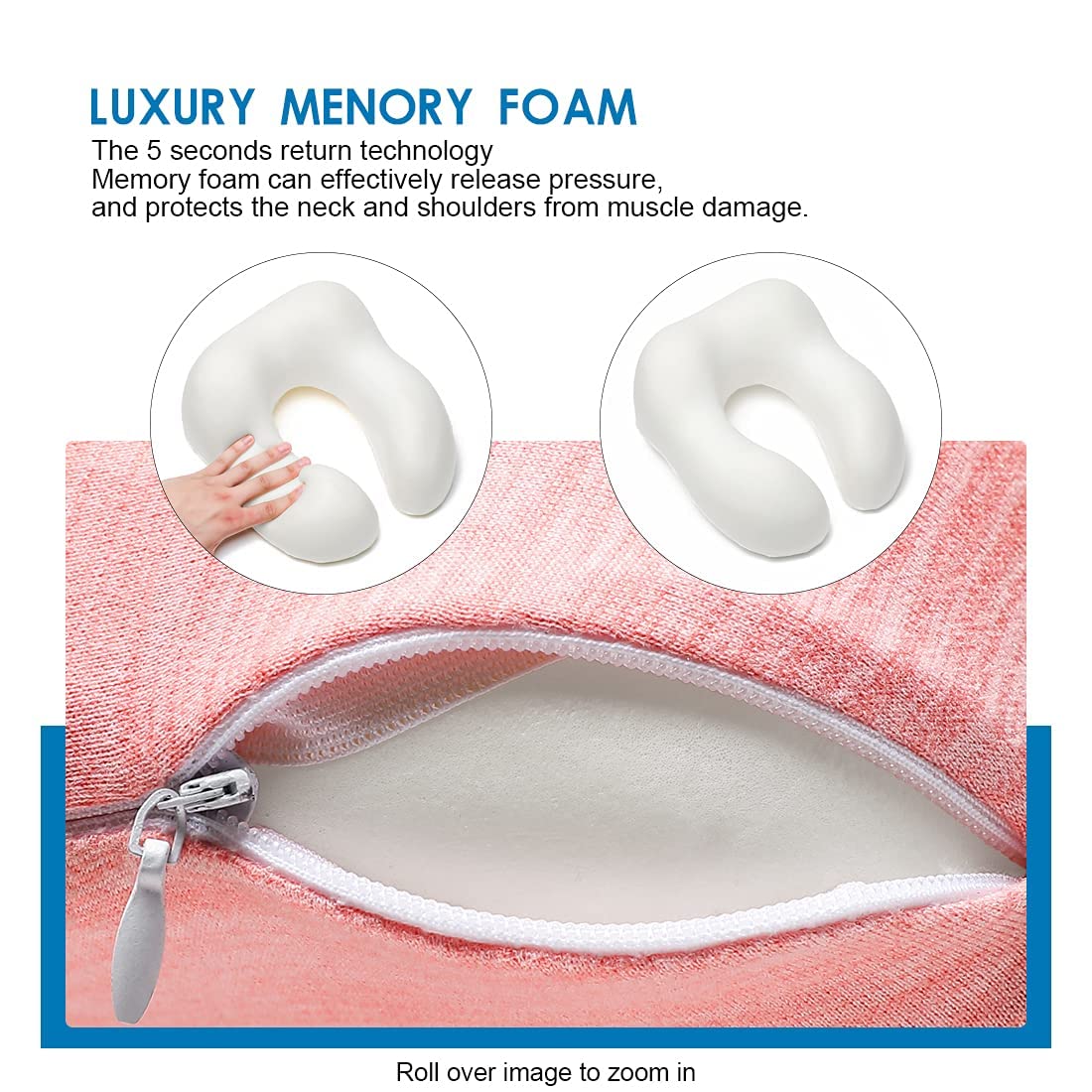 Swadhin Memory Foam Luxury Travel Neck Support Rest Pillow (Pink) 4