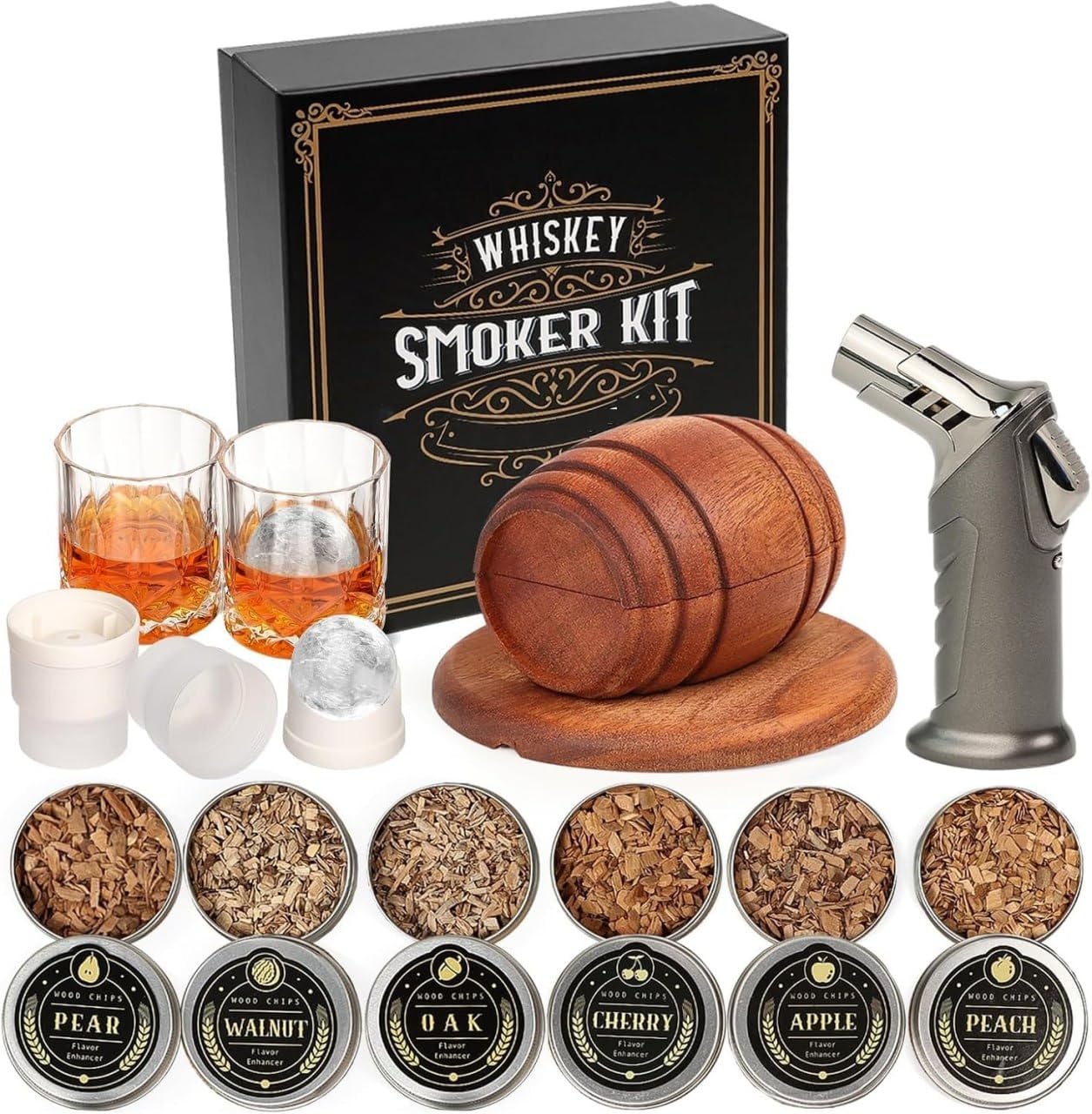 HGC Cocktail Sm-Oker Kit with Torch,Whiskey Sm-Oker Kit,Bourbon/Drink/Old Fashioned Smoker Kit with 6 Flavor of Wood Chips,Christmas Gifts for Men,Husband,Dad (No Butane)-image-41
