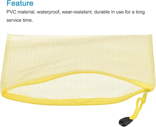 Miniatura 3 de MECCANIXITY Bolsas de malla con cremallera, tamaño A5, bolsillos para documentos, carpetas para suministros de oficina y hogar, color amarillo,