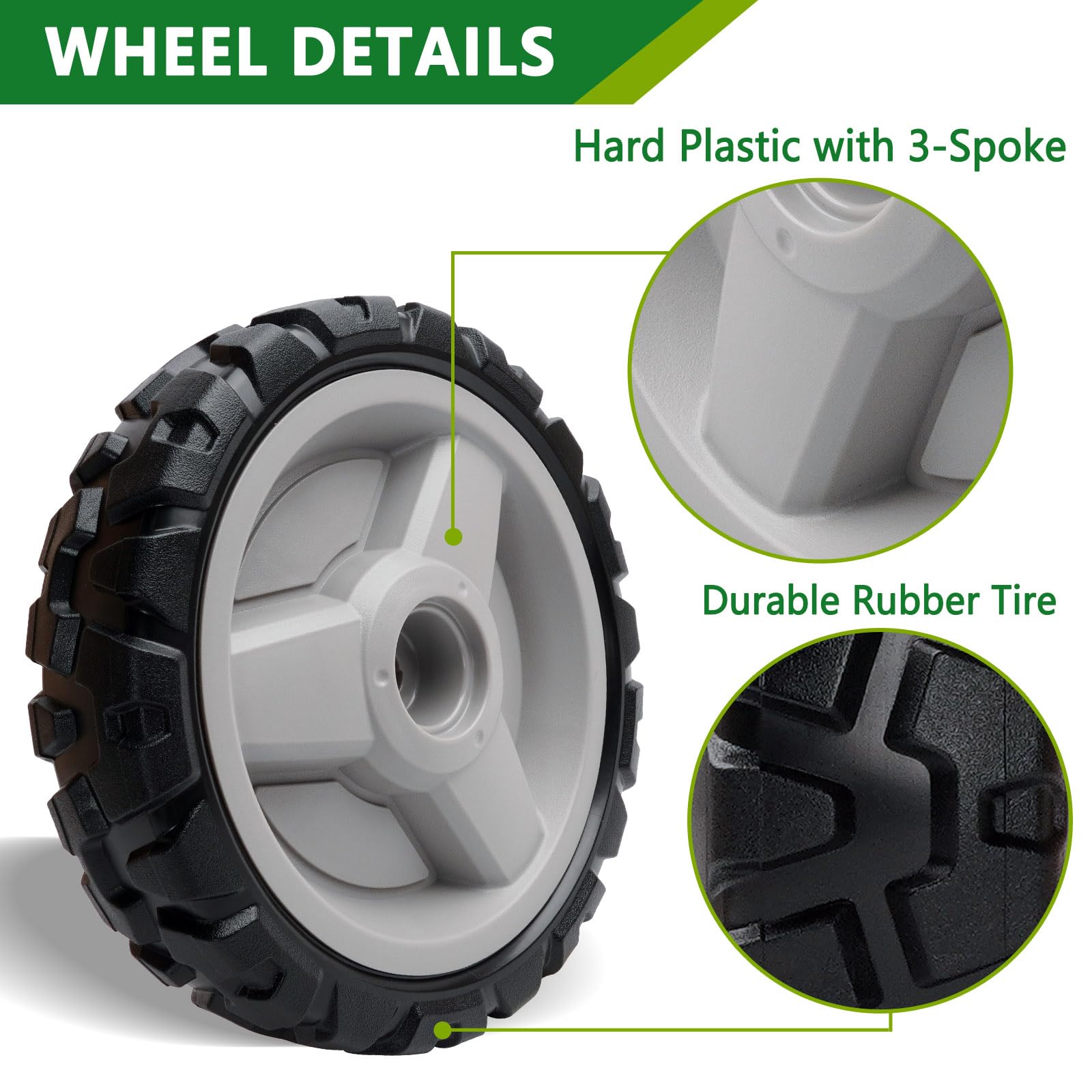 Paquete de 2 ruedas de transmisión para cortacésped Husqvarna 580365301 de 8 pulgadas
