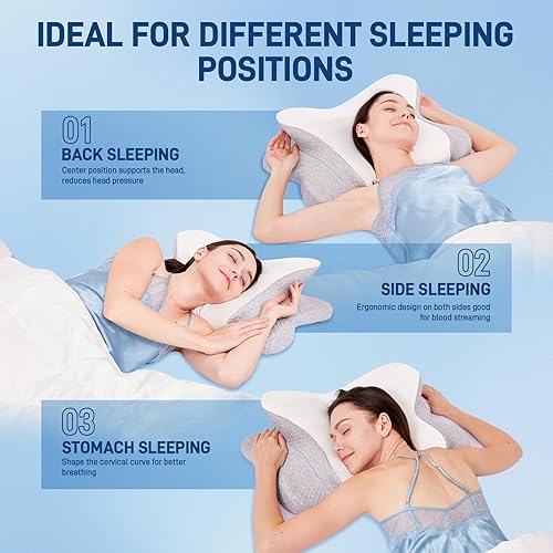 Miniatura 2 de Almohada cervical para el cuello  Almohada de espuma viscoelástica para aliviar el dolor de dormir, almohadas ergonómicas de contorno de apoyo para