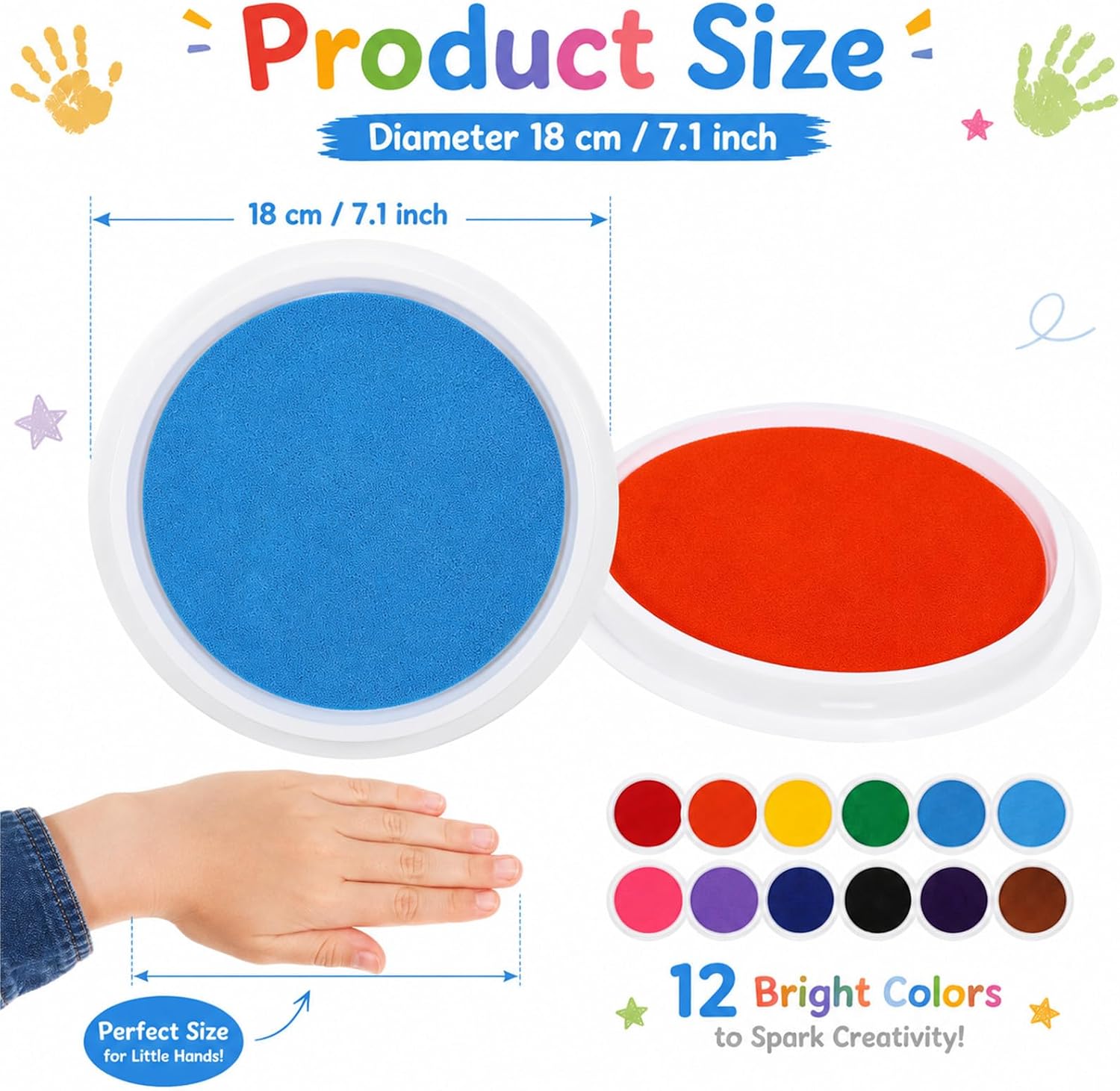 EIHPDEI 12Pcs 7 Inch Large Washable Ink Pad
