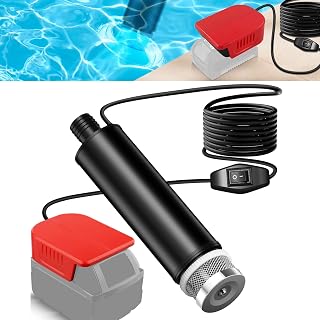 Portable Water Pump Sump Pump Compatible with Milwaukee M18 18V Battery，Idle Motor Speed 4500 RPM Flow Rate 30 l/min，Lift 15FT 120W Powered Water Pump for Garden, Camping, Kiddie Pool, Fish Tank