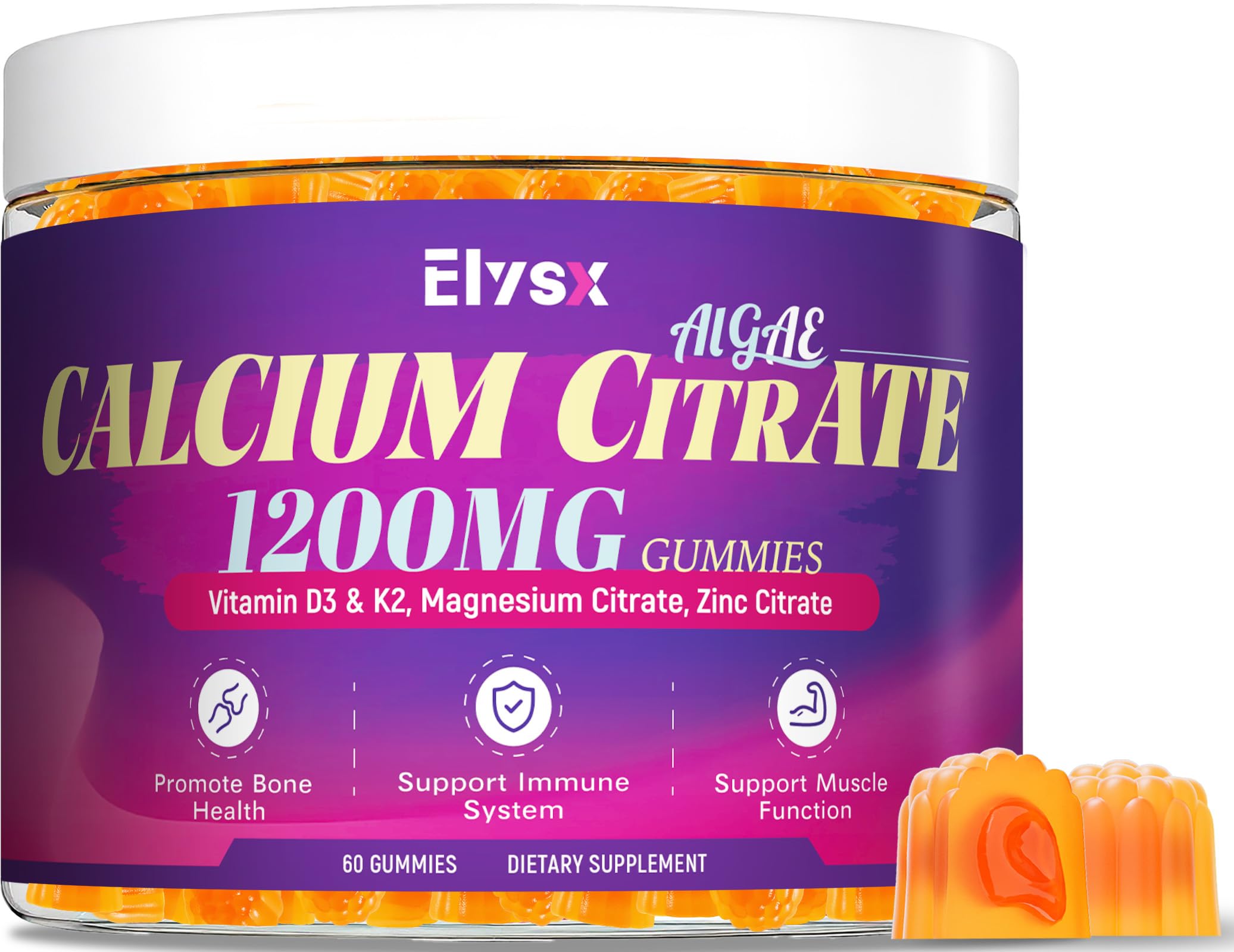 Calcium Citrate 1200mg with Vitamin D3 Gummies, 60 Count