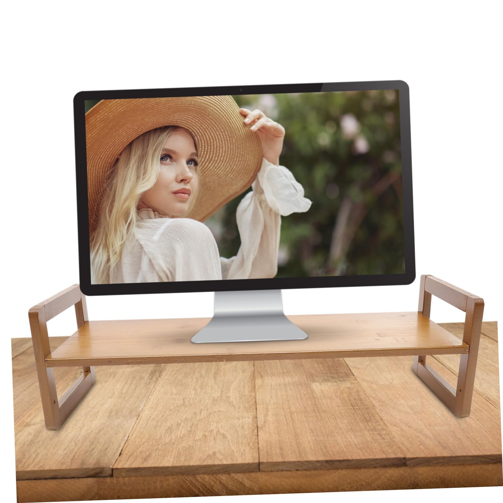 VILLCASE Supporto per Monitor da Scrivania in Legno, Rialzo per Schermo Resistenza all'Usura, per Casa e Ufficio