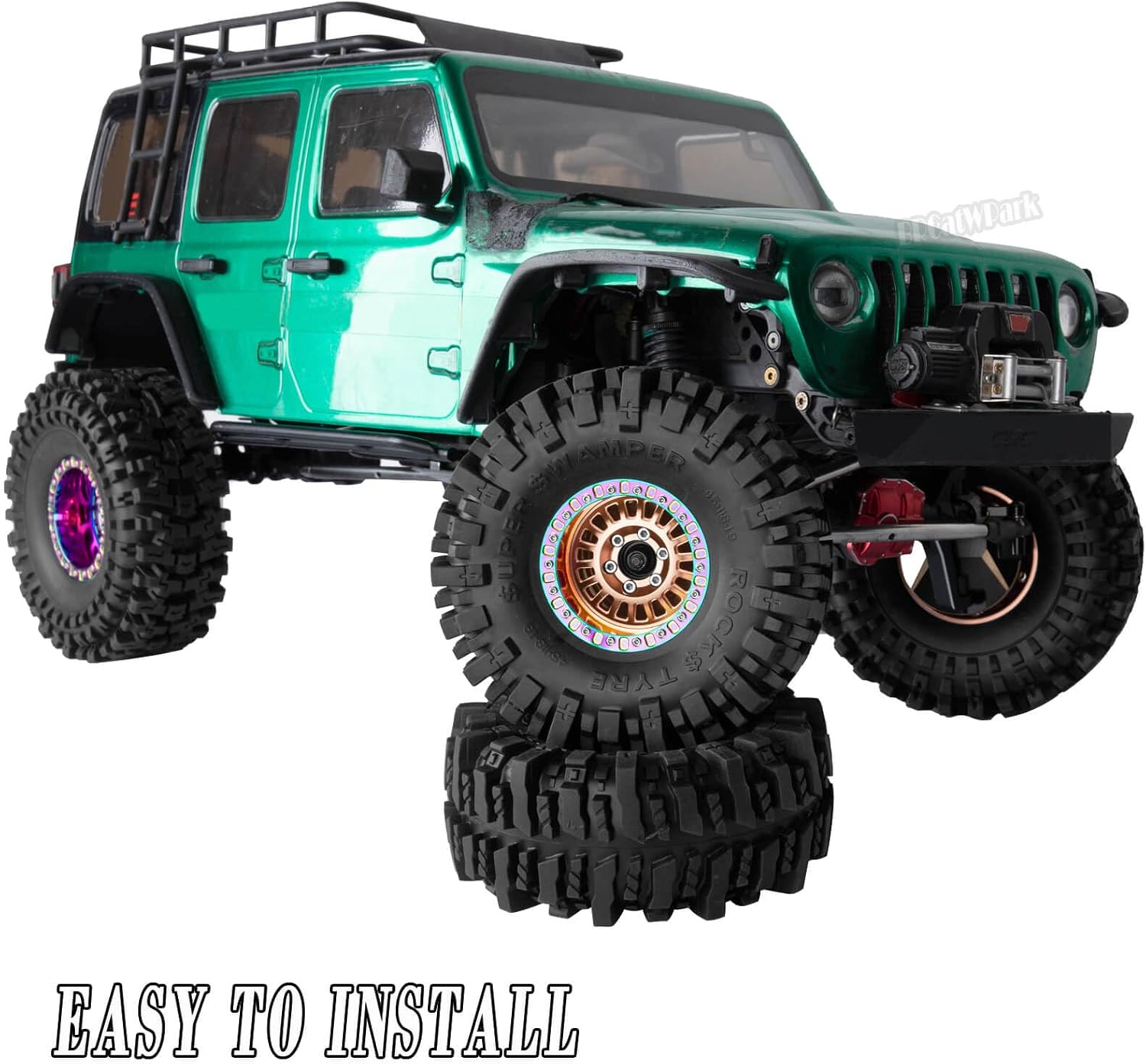 Aluminum RC 1.9 Wheel Tires for 1/10 SCX10 SCX10 II 90046 SCX10 III AXI03007 SCX10 Pro TRX4 TRX6 Gen7/8 D90 VS4-10 MST CFX RC Crawler Car,4pcs RC 1.9 Beadlock Wheel,Bronze