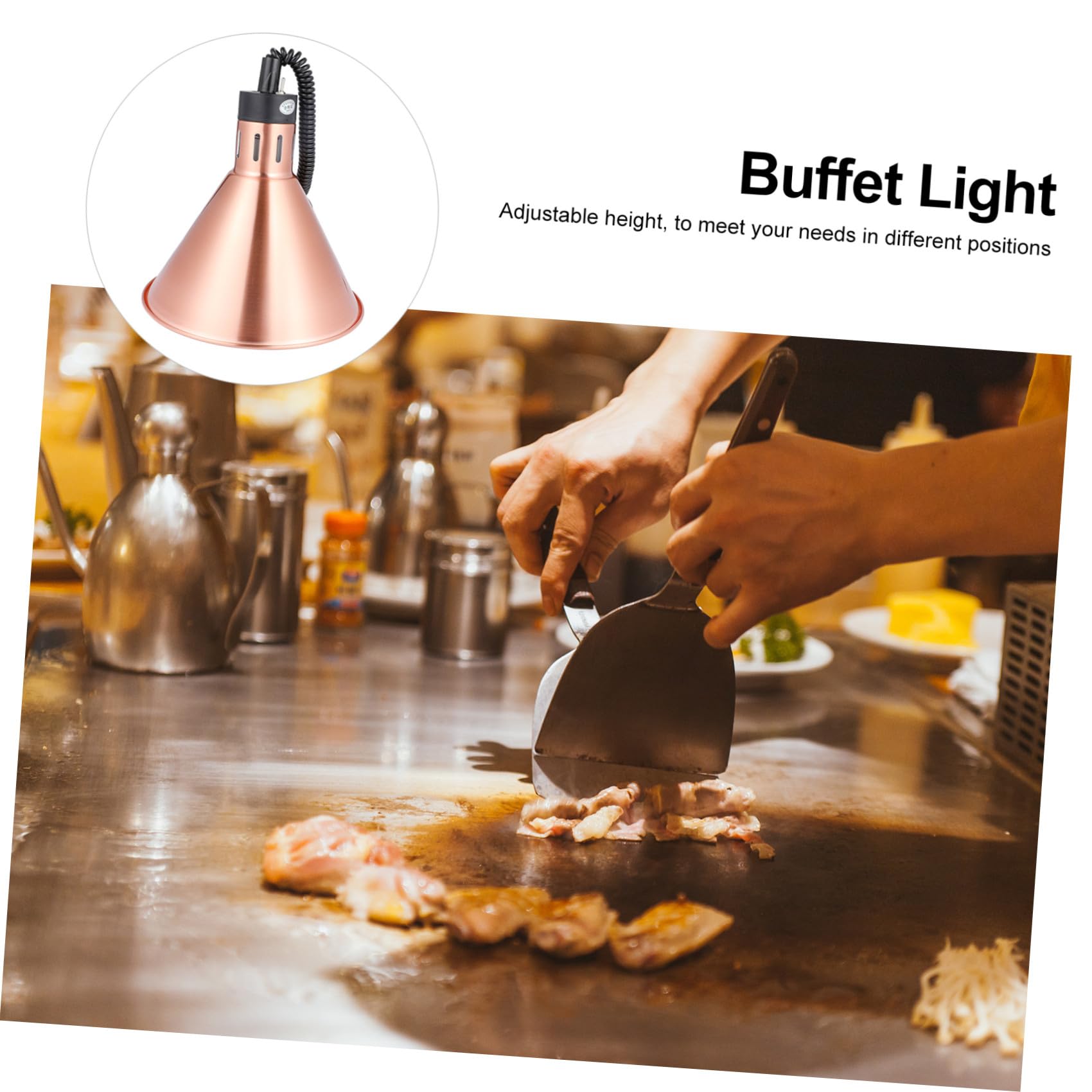 MAGICLULU 1pezzi Lampada Riscaldante Telescopica per Alimenti Luce Scaldavivande Buffet Metallo Resistente alle Alte Temperature Altezza Regolabile per Ristoranti Hotel e Cucine