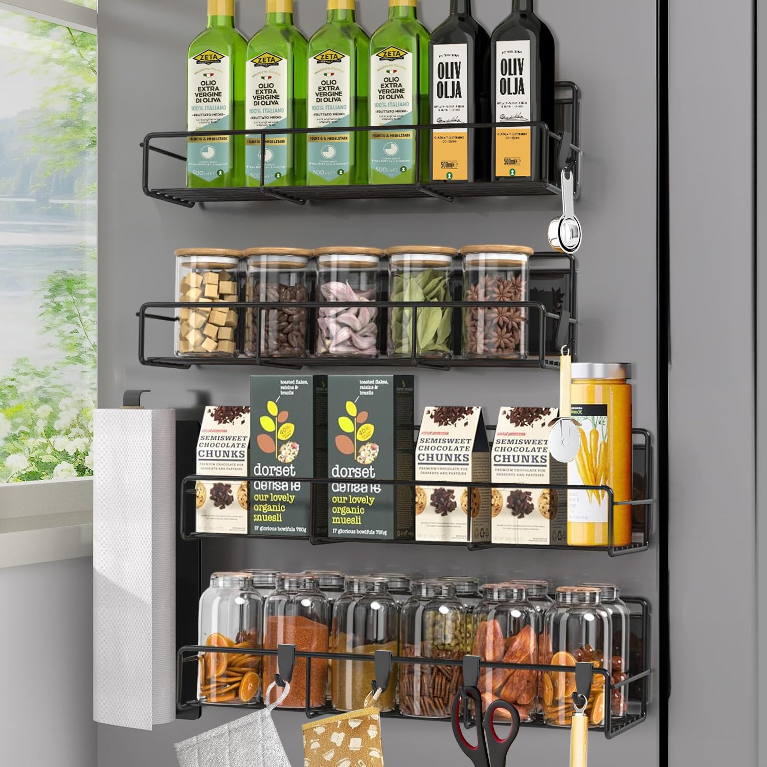 Organizador Magnético Para Nevera - Estante Lateral Blanco De 24.5x7x6.5 Cm, Soporta 3 Kg, Ideal Para Especias Y Botellas
