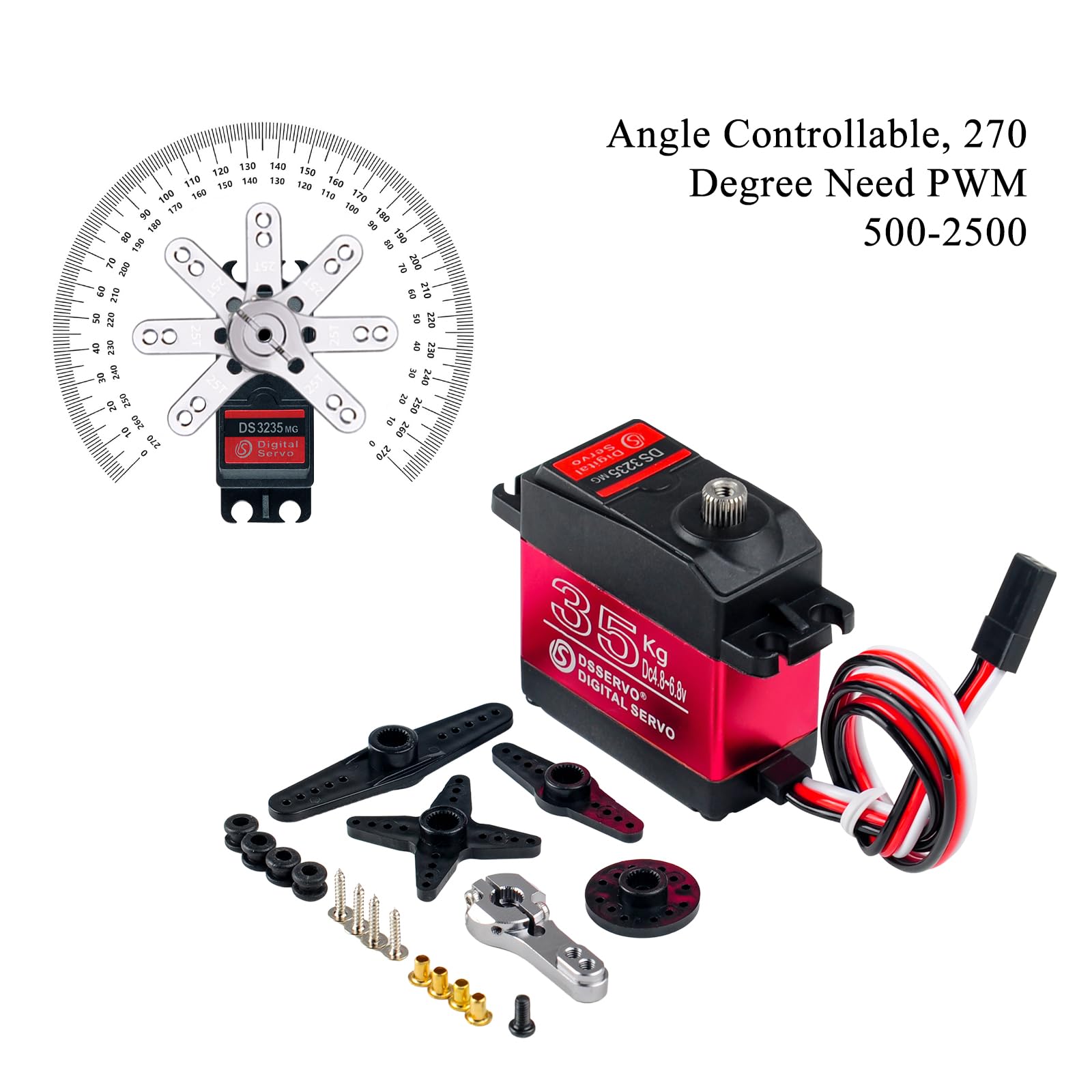 Servo digitale 35KG 6V DS3235 RC 270 gradi impermeabile IP66 con braccio servo 25T