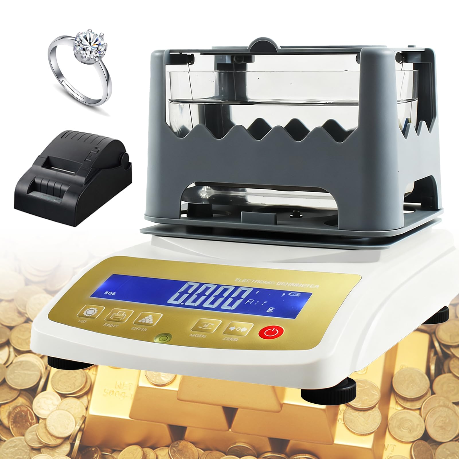 Probador electrónico de oro y plata, medidor de pureza, verificador de metales preciosos con medidor de densidad para comprobar la autenticidad