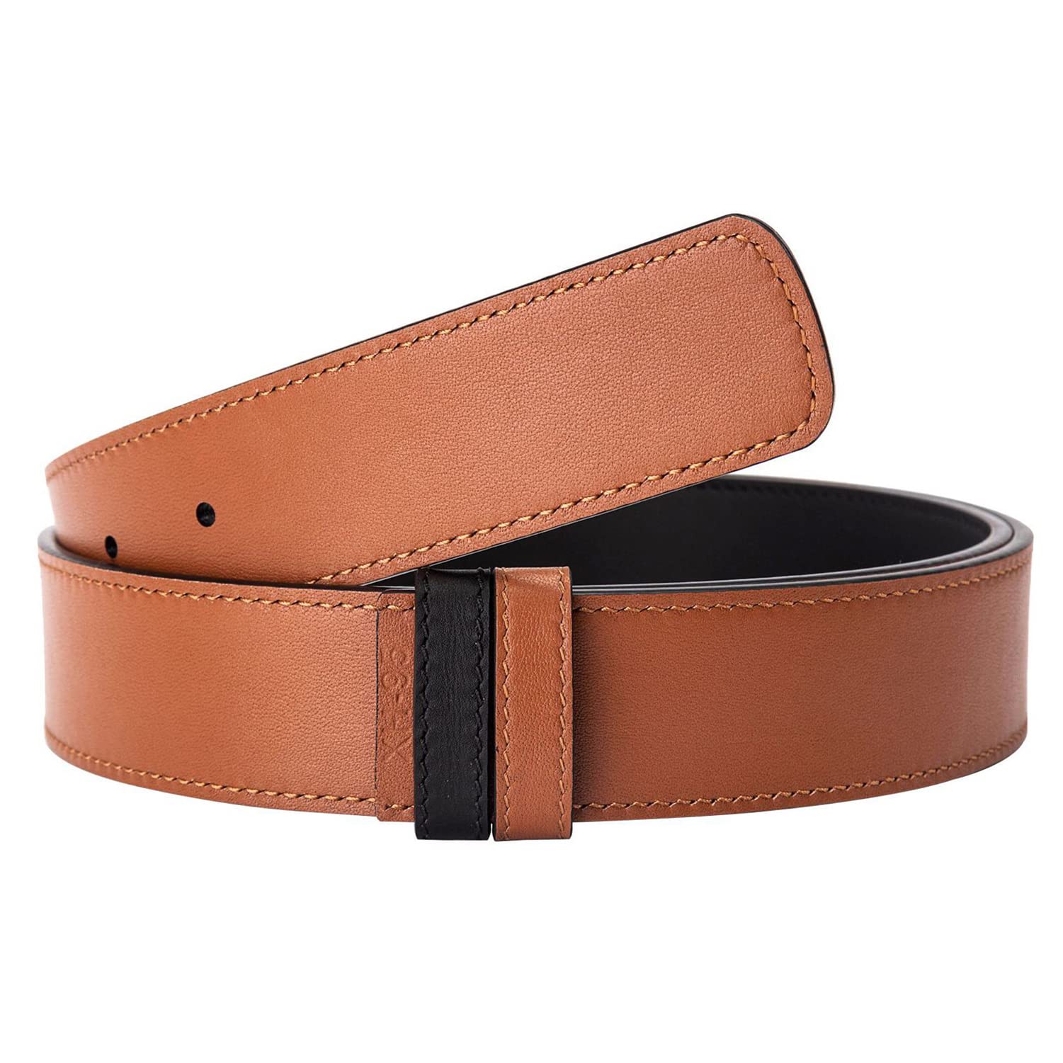 Vatee's Dwustronne paski z prawdziwej skóry bez klamry dla mężczyzn zapasowy pasek 34 mm szerokości 125 cm długości ziemi żółty i czarny, Wielobarwny, EU110 Wide 34mm