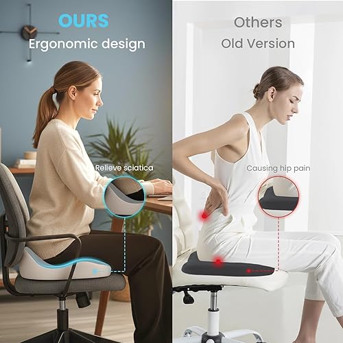 Miniatura 4 de Cojín de Asiento OVRST, Cojín de Memoria para Silla de Oficina, Diseño Ergonómico, Alivio de Ciática y Dolor por Sentarse a Largo Plazo, Adecuado