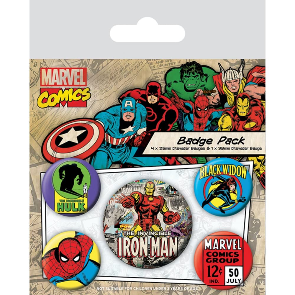 Pyramid International Marvel Retro Iron Man Badge, Multi-Colour, 10 x 12.5 x 1.3 cm