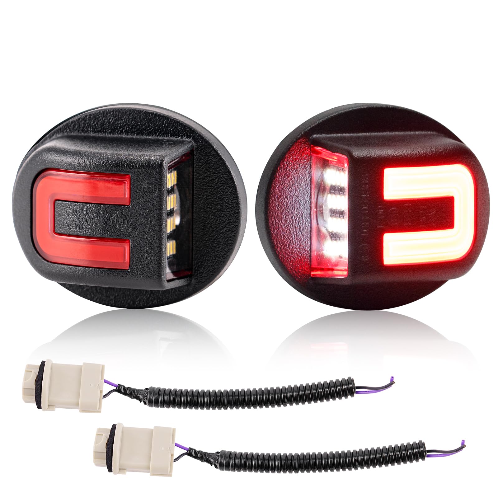 LUDARM LED License Plate Light with Socket Wiring Harness Plugs Compatible with F150 1990-2014 F250 F350 1980-2016 F450 F550 1999-2016 for Ranger 1983-2011 for Bronco Explorer Excursion Expedition