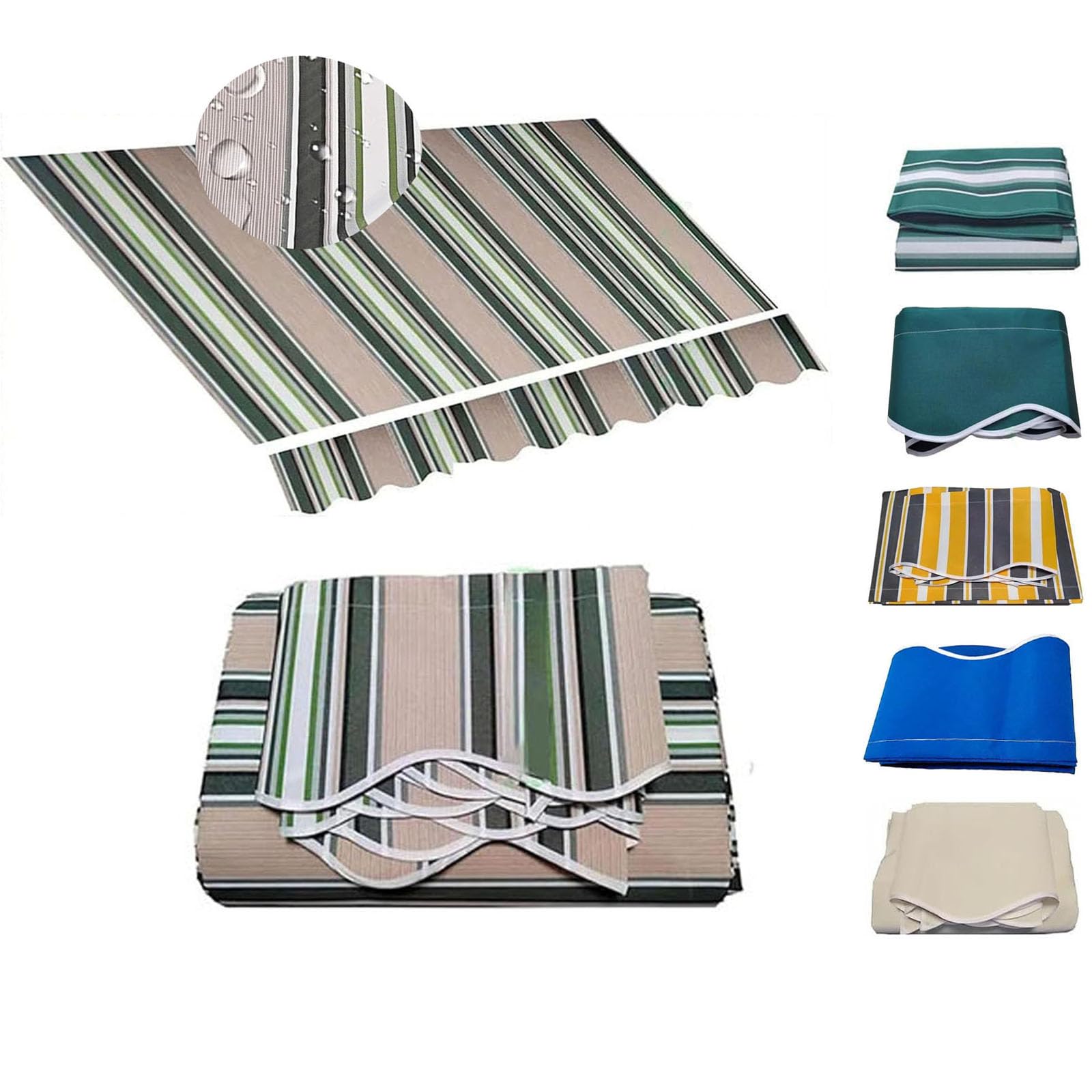 Tessuto Di Ricambio Per Tenda Da Sole Retrattile (Solo Tessuto) Telo Parasole Resistente All'Acqua Per Esterni, In Tessuto, Per Porte E Finestre, 100% Poliestere 280 G.(Multi Stripe 13X9.8Ft)