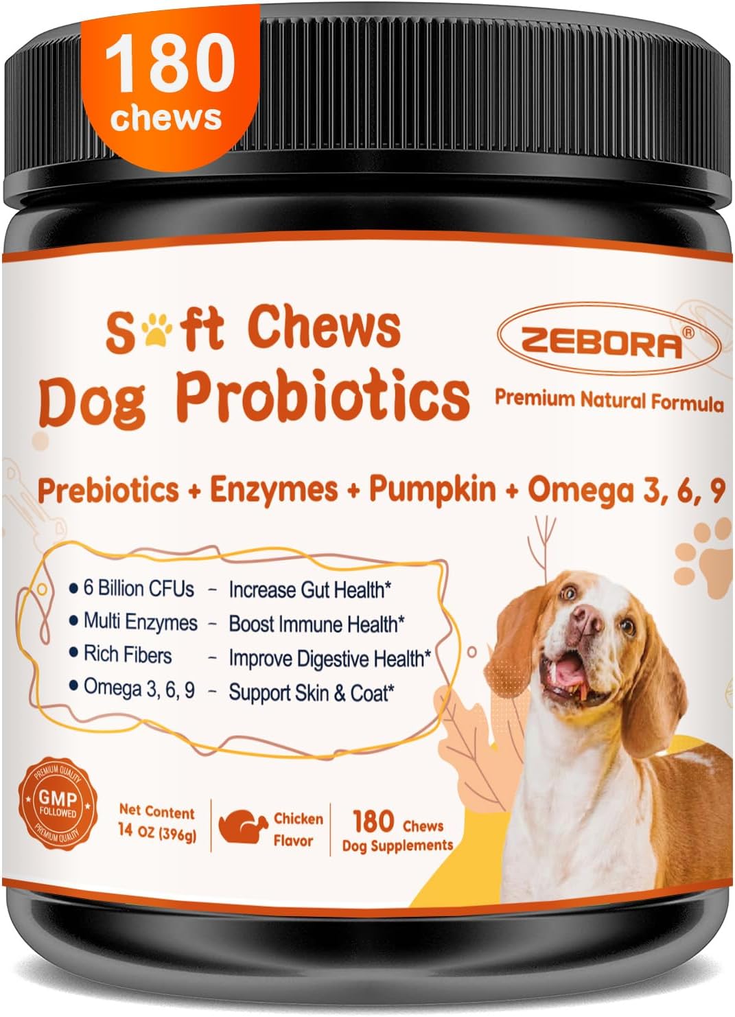Probiotics for Dogs, Dog Probiotics for Digestive Health, Plus Pumpkin and Fish Oil, for Gut & Itchy, 180 Soft Chews
