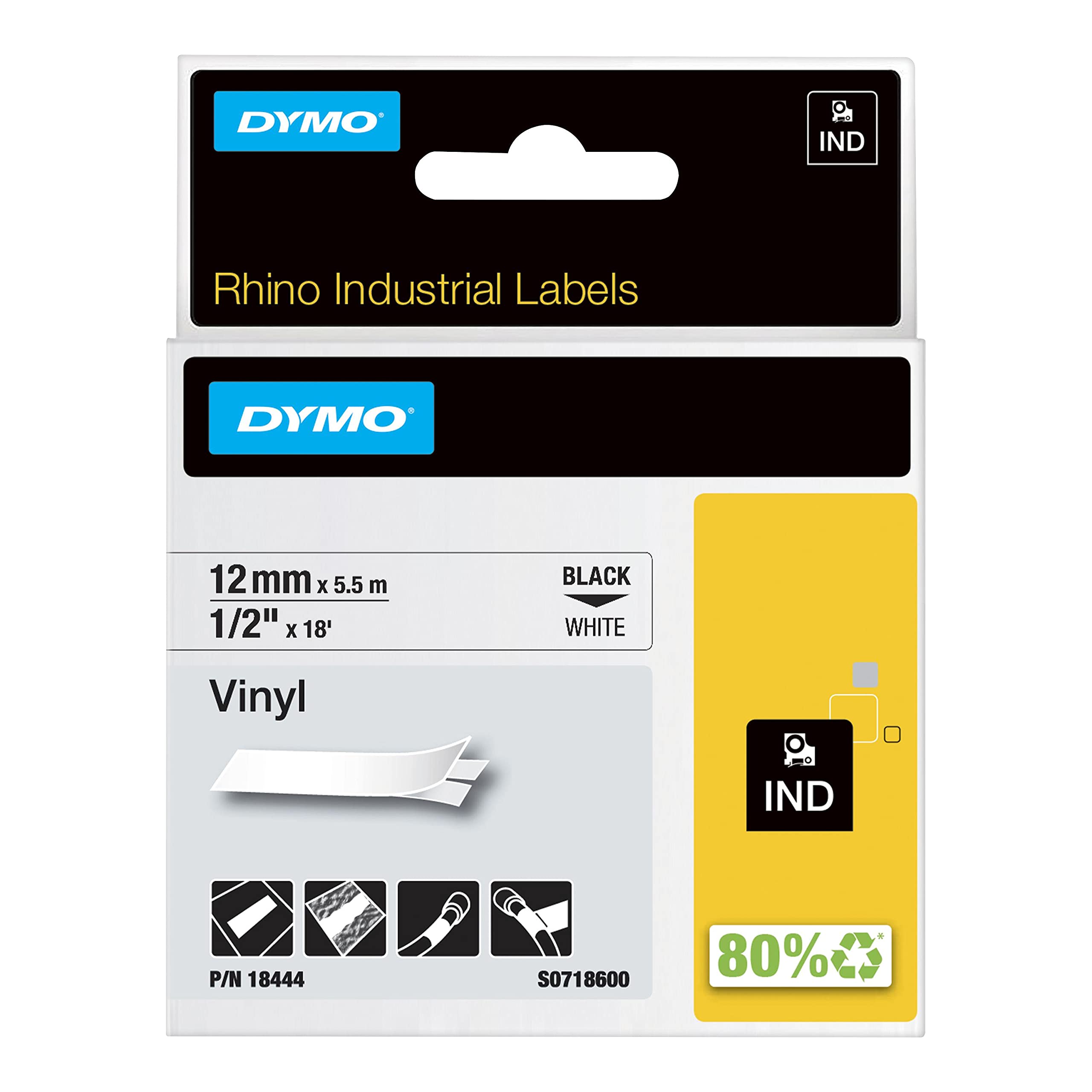 DYMO Rhino Label, White 1/2\