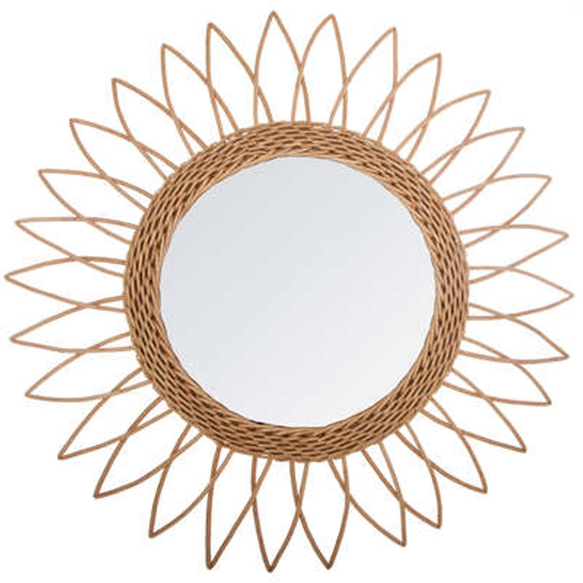 WELL HOME MOBILIARIO & DECORACIÓN Sun rattan mirror with sharp design on the outside Ø50cm