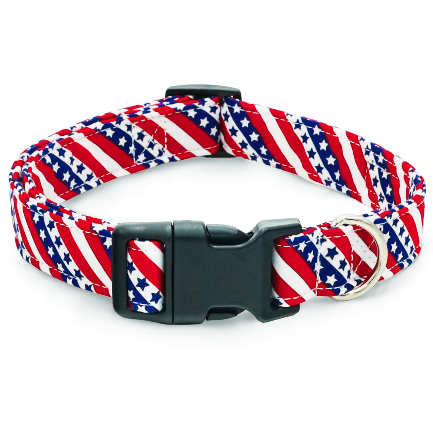 Tunkoo American Flag Dog Collar，4 of July Cute Adjustable Patriotic Collar for Boy and Girl Dogs with Strong Plastic Buckle - for Small Medium Large