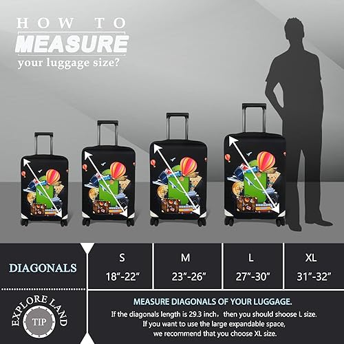 Miniatura 5 de Explore Land Funda para equipaje de viaje, protector de maleta, para equipaje de 18 a 32 pulgadas, Viaje (Travel)
