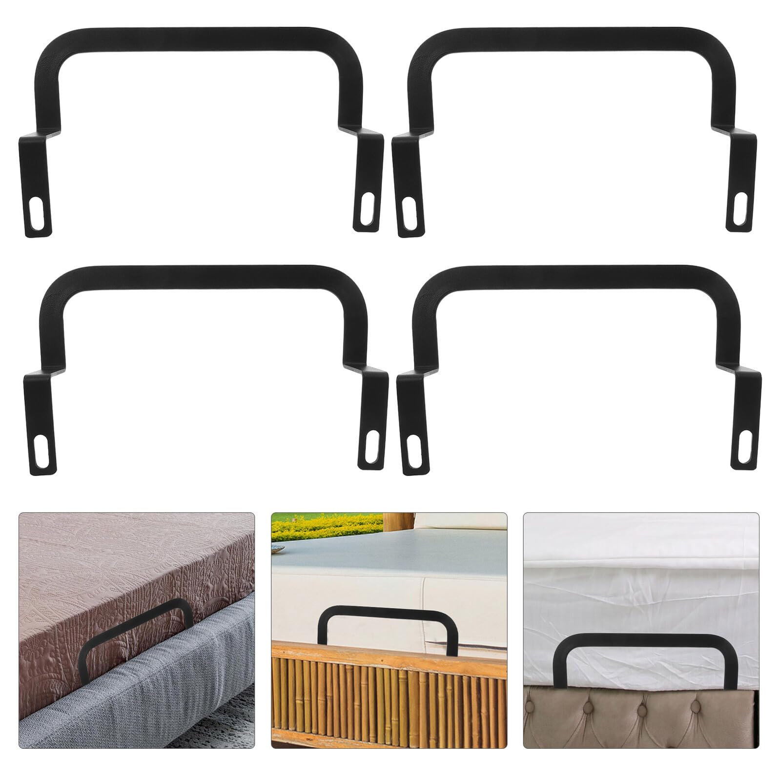 Lot de 4 Barres de Maintien de Matelas Antidérapantes en Fer Noir 20X50X265 MM pour Cadre de Lit Supports Métalliques Pare-Chocs de Ridelle Butées de Glissement pour Literie