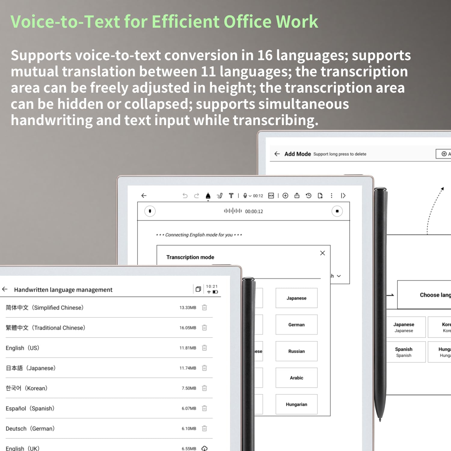 iFLYTEK AINOTE 2 Smart E-Ink Tablet 10,7" Transcription IA Traduction Résumé Réunions Latence < 20 ms Batterie 7 jours