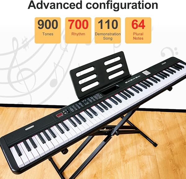 88 Key Keyboard Piano Digital Piano Set for Beginners and Practice, Piano Keyboards, Power Adapter and Pedal, Digital Piano for Home Learning, Teaching and Daily Use - 2