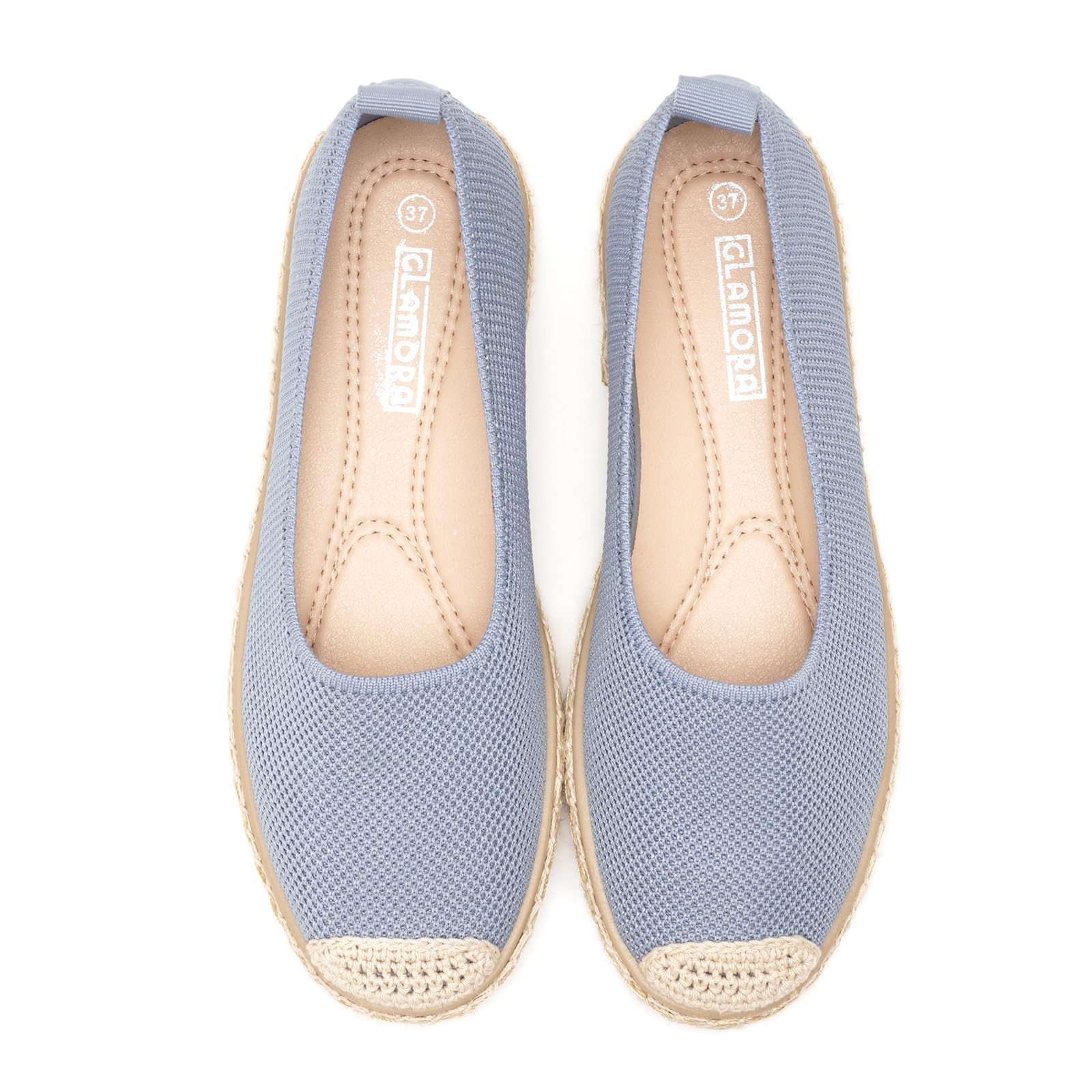 GLAMORA Bailarinas Mujer Esparto Zapatos Planos de Punto Transpirable Manoletinas Mujer Suela Goma con Borde Estilo Alpargata Merceditas Cómodas Ligeras Calzado Verano Mujer Slip On