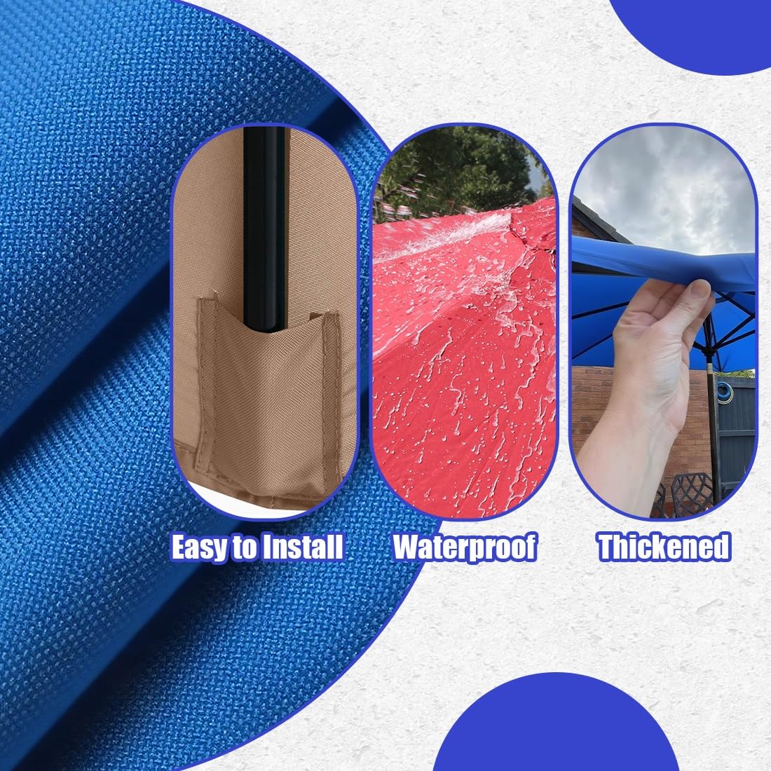 Copertura di ricambio per ombrellone da esterno da 2 a 4 m, rotonda, ispessita, anti UV, in poliestere, per giardino, piscina, patio, 6/8 stecche