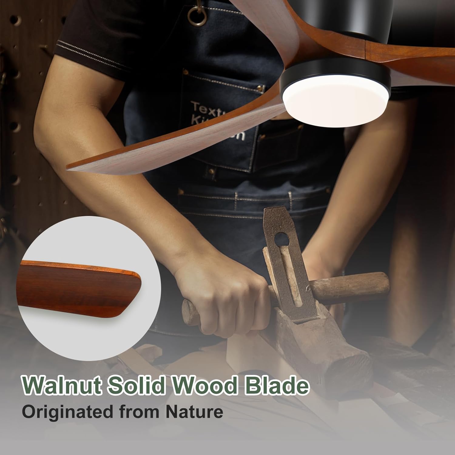 Wood Ceiling Fans with Lights and Remote 42 Inch Flush Mount Wooden Ceiling Fan Quiet Reversible DC Motor for Bedroom/Outdoor/Farmhouse/Patios