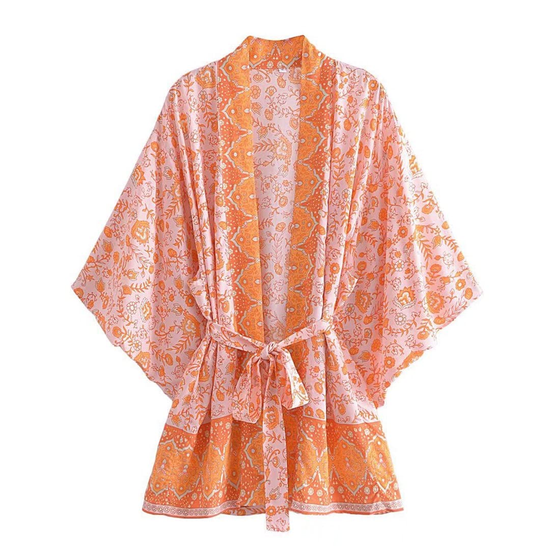 Kimono de plage ample pour femme - En rayonne de coton - Style bohème, Comme indiqué sur la photo, M