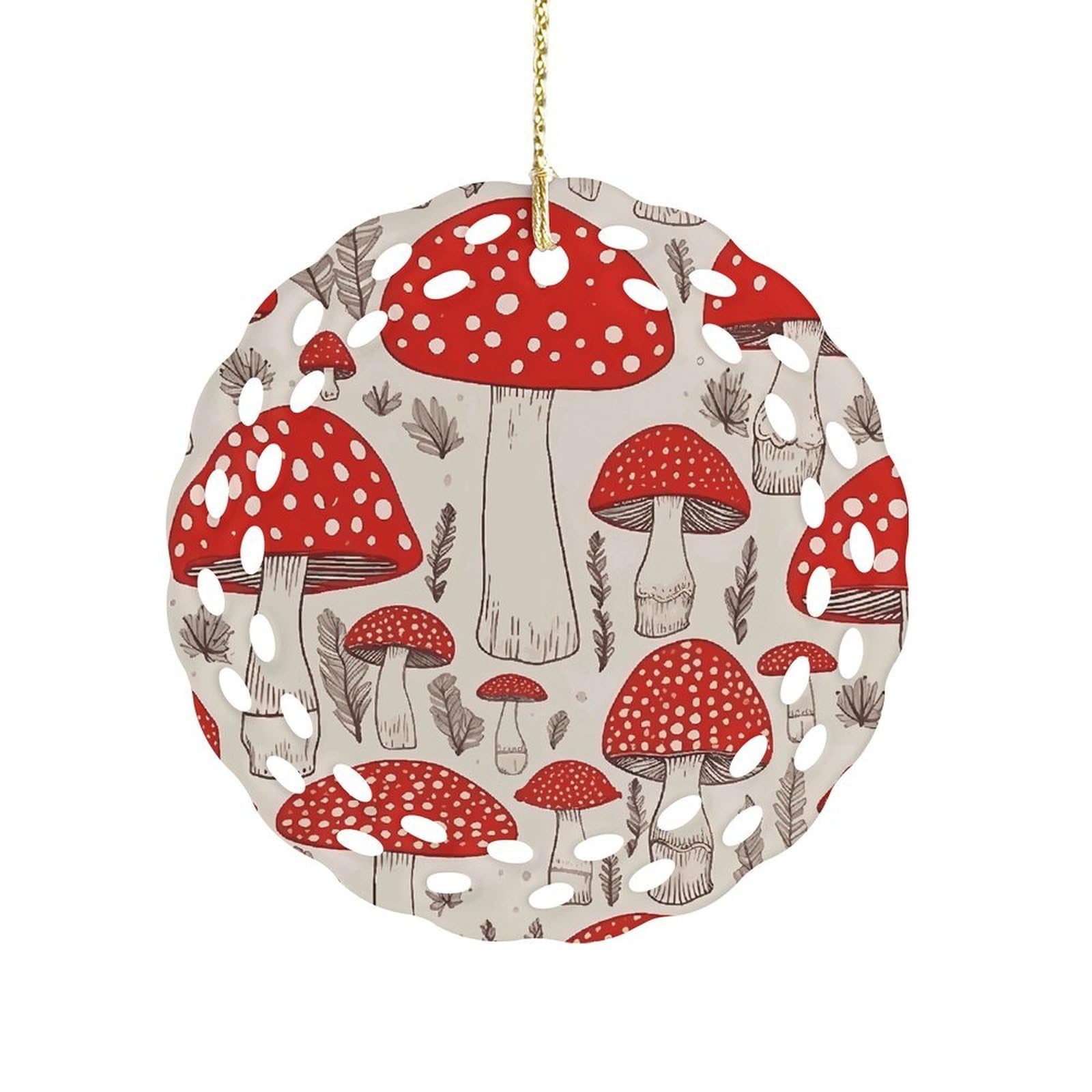 Wsoihfec Women's Style Red White Mushroom Hanging Ornament 3 Inch Round,1-Pack,Xmas Decor -Two-Sided Printed,Friend Ornament Gifts For Friends Coworker Sisters